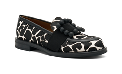 MOCASINI CAROL HORSY ANIMALIER BIANCO NERO CON ACCESSORIO
